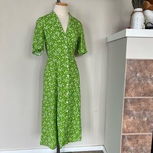 Reformation button up dress in Elle Green